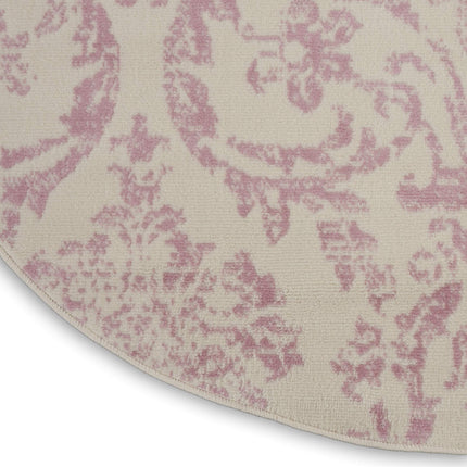 Nourison JUB09 Jubilant Vintage Damask Ivory/Pink Area Rug 5'XROUND