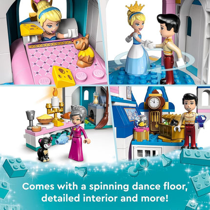 LEGO Disney Princess Cinderella and Prince Charming's Castle Doll House, Buildable Toy with 3 Mini Dolls, plus Gus Gus and Lucifer Figures, Gifts for Kids, Girls & Boys Aged 5 Plus Years Old 43206