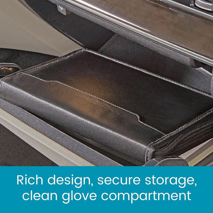 High Road Faux Leather Glove Box and Console Organizer for Manual, Registration and Insurance Documents