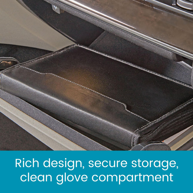High Road Faux Leather Glove Box and Console Organizer for Manual, Registration and Insurance Documents