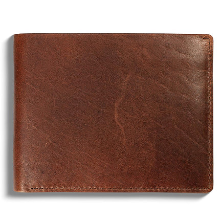 Cartera plegable de cuero RFID para hombre con identificación desplegable en color marrón búfalo vintage, SIN logotipo - Marrón Grizzly, Cartera plegable