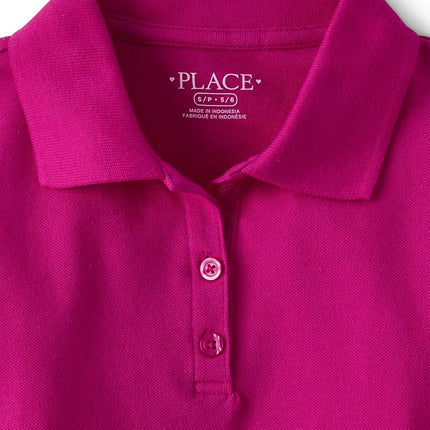 The Children's Place Lot de 3 polos piqués à manches courtes pour fille, rose aurore/rose scintillant/violet, très grand