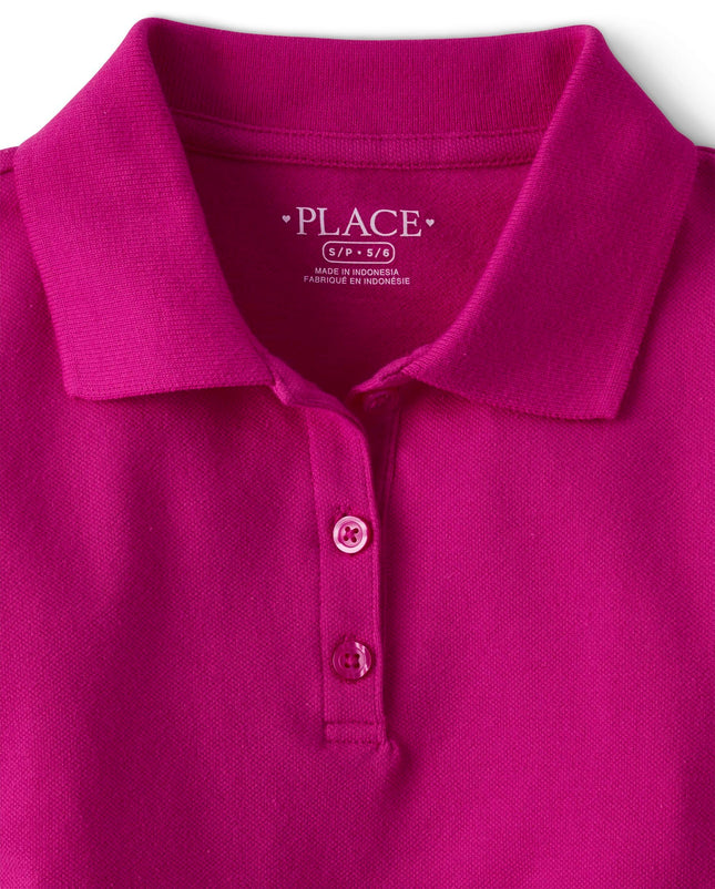 The Children's Place Girls' Multipack Short Sleeve Pique Polos, Aurora Pink/Sparkle Pink/Purple 3-Pack, Large