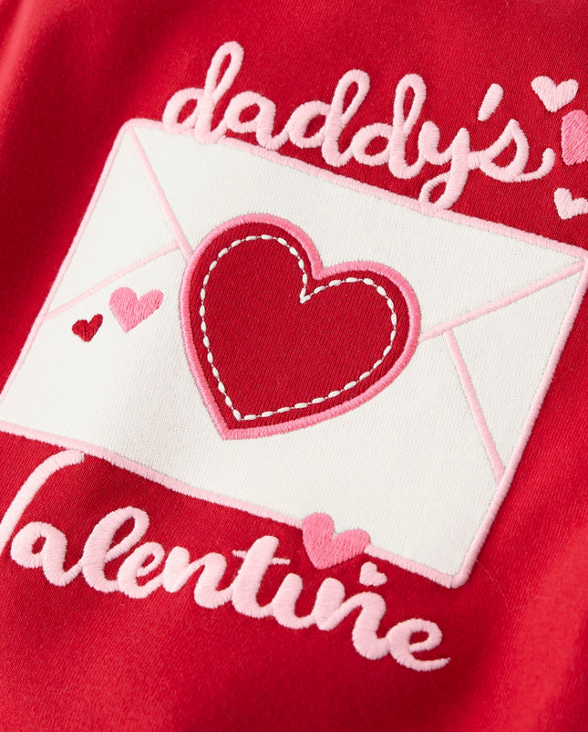 Gymboree T-shirts graphiques brodés à manches longues pour filles et tout-petits, La Saint-Valentin de Papa, 12