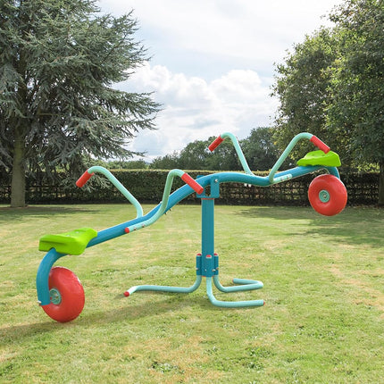 TP TOYS Spiro Spin Teeter Totter Outdoor Seesaw for 3-8 Year Old Kids, Bounces and Spins 360 Degrees, Develop Balance and Co-ordination, Garden and Outdoor See Saw, Blue