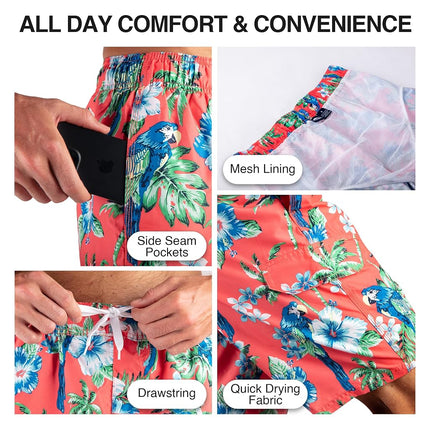Kanu Surf mensApollo Swim Trunks (Regular & Extended Sizes) Swim Trunks - Red - XX-Large