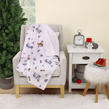 Manta súper suave para bebé de Disney Winnie the Pooh y Eeyore, regalo navideño de Navidad Blanca de Sherpa