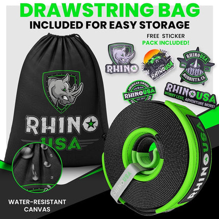 Rhino USA Tow Strap (7.6 cm x 6.1 m) - 13,600 kg Heavy Duty Tow Rope