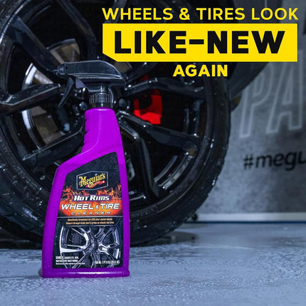 Meguiar's Hot Rims Factory Equipped Wheel and Tyre Cleaner, 24 oz | Xtreme Cling Foaming Formula Dissolves Brake Dust and Grime | Safe on Factory Painted and Clear Coated Wheels | Easy Spray and Rinse