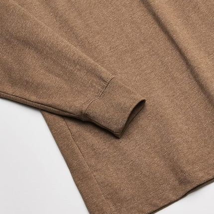 Dickies Men's Long Sleeve Heavyweight Henley Shirt, Brown Duck Single Dye Heather, S