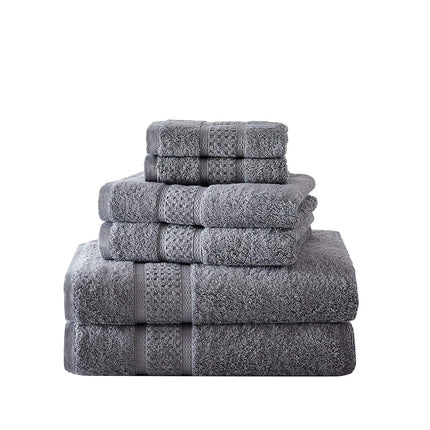 Nautica - Bath Towels, 100% Soft & Absorbent Cotton Towels, Fade Resistant and Zero Twist Construction, Medium Weight Bathroom Towels (Oceane Grey, 6 Piece)