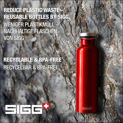 Sigg - Aluminium Water Bottle - Original Red - Climate Neutral Certified - Suitable For Carbonated Beverages - Leakproof - Lightweight - BPA Free - 0.5 L