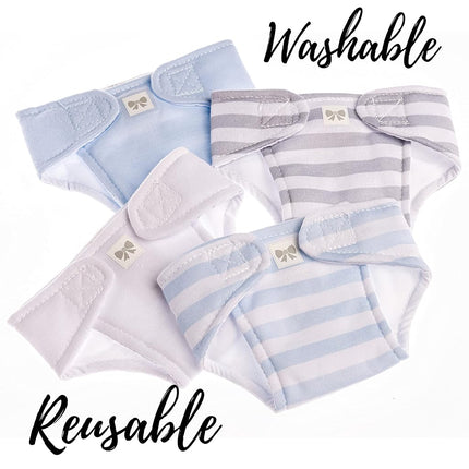 JC Toys Set of 4 Nappies for Dolls from 36 to 43 cm, Washable and Reusable, Ideal for Playing, Multicoloured, Blue, Designed in Spain by Berenguer, +2 Years, 81004