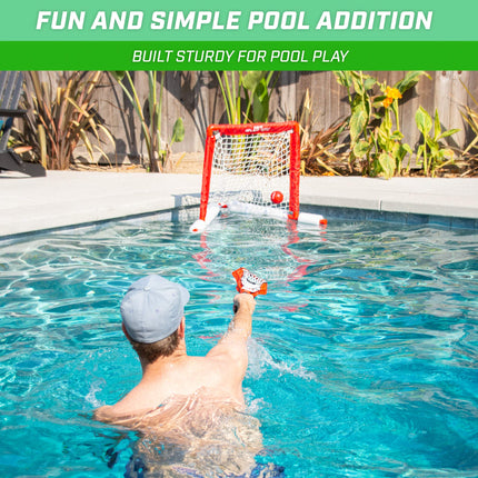 GoSports Lacrosse Floating Pool Goal Set - Includes Lacrosse Water Goal, 2 Lacrosse Sticks and 4 Soft Rubber Balls