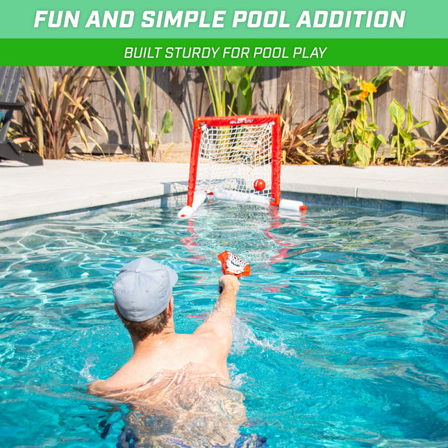 GoSports Lacrosse Floating Pool Goal Set - Includes Lacrosse Water Goal, 2 Lacrosse Sticks and 4 Soft Rubber Balls