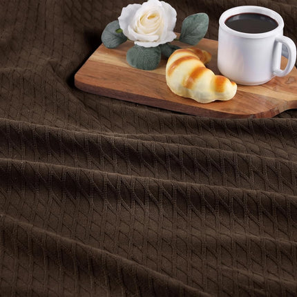 Superior Diamond Weave Blanket, 100% Cotton Cover for Home, Couch, Bed, Soft, Warm Blankets, Boho Aesthetic, Comfy, Cozy, and Cute Covers, Decorative Bedding Essentials, Throw, Chocolate