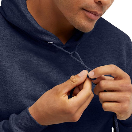 Hanes ComfortBlend EcoSmart Hoodie, Midweight Fleece, Pullover Hooded Sweatshirt for Men, Heather Navy, 2X Large
