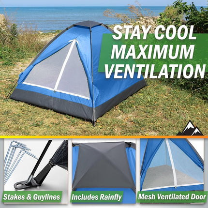 Wakeman 2 Person Tent – Rain Fly & Carrying Bag – Lightweight Dome Tents for Kids or Adults – Camping, Backpacking, and Hiking Gear by Outdoors