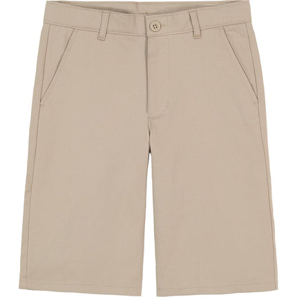 Nautica Boys' School Uniform Flat Front Twill Short, Khaki, 10 Husky