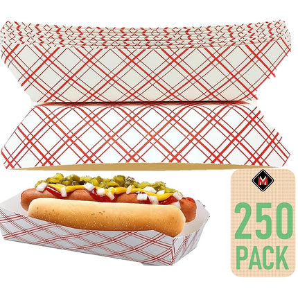 Mr. Miracle 7 Inch Paper Hot Dog Tray in Red White