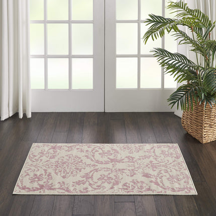 Nourison JUB09 Jubilant Vintage Damask Ivory/Pink 