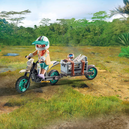 Playmobil 71524 Dinos: T-Rex Trace Path, thrilling search for the Tyrannosaurus Rex, with motorcycle, camera, and real dino bones, sustainable play sets suitable for children ages 4+