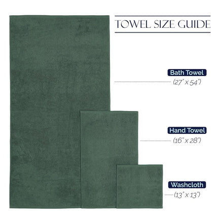 Elegant Comfort Premium Cotton 8-Piece Towel Set, Includes 4 Washcloths, 2 Hand Towels and 2 Bath Towels, 100% Turkish Cotton - Highly Absorbent and Super Soft Towels for Bathroom, Hunter Green