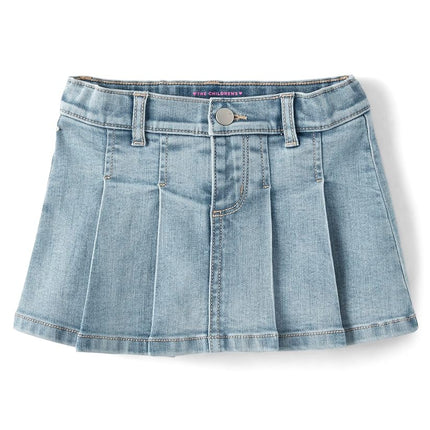 The Children's Place,Baby Girls,and Toddler Pleated Skort, Twyla Wash Denim, 4T