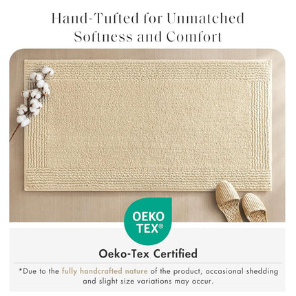 MADISON PARK SIGNATURE Splendor Reversible 100% Cotton Tufted Bathroom Rug-3000 GSM Hotel Quality Luxurious Plush High Pile Bath Mat Absorbent, Quick Dry, Shower Room Décor, 21x34, Natural