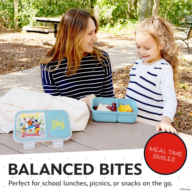 Disney Bento Box– Leak-Proof Kids Lunch Box with Divided Compartments & Detachable Spork - Mickey & Minnie, Stitch, & Winnie the Pooh BPA Free Toddler Bento Box