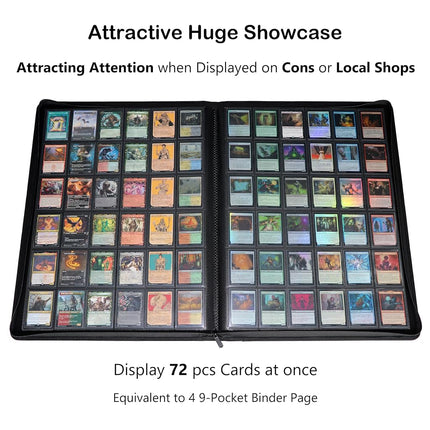 Grin Owl 36‑Pocket Ringless Trading Card Binder – Holds 2304 Cards, Side‑Loading Black Pages, Zipper Collection Album for TCG & Sports Cards