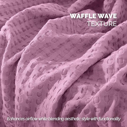 Elegant Comfort Premium 100% Cotton Waffle Blanket - Lightweight Breathable Waffle Weave Bed Blanket - Soft and Warm All Season Blanket for Couch, Sofa and Bed, Full Size 88x88 Inches, Lavender