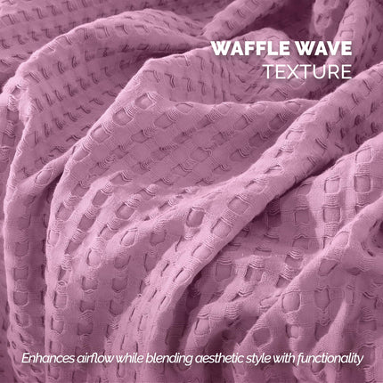 Elegant Comfort Premium 100% Cotton Waffle Blanket - Lightweight Breathable Waffle Weave Bed Blanket - Soft and Warm All Season Blanket for Couch, Sofa and Bed, Full Size 88x88 Inches, Lavender