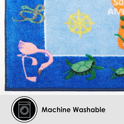 Alfombra Home Dynamix Eric Carle Elementary World Map, 6'6"x9'5", Gráfico/Estampado Mapa Mundial Azul/Verde/Rojo