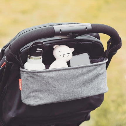 Diono Buggy Buddy Universal Stroller Organizer with Cup Holders, Secure Attachment, Zippered Pockets, Safe & Secure, Gray