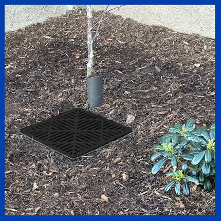NDS 1200BKITRTL1PK Square Catch Basin Drain Kit with 2-Opening, 2 Adapters, & 1 Outlet Plug, 12-Inch, Black Plastic Grate