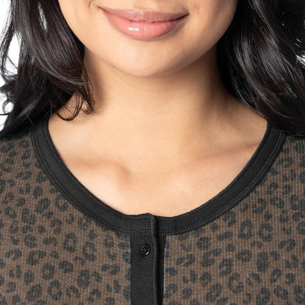 Fruit of the Loom Womens Micro Waffle Premium Thermal Union Suit, Cheetah Print, XS-S