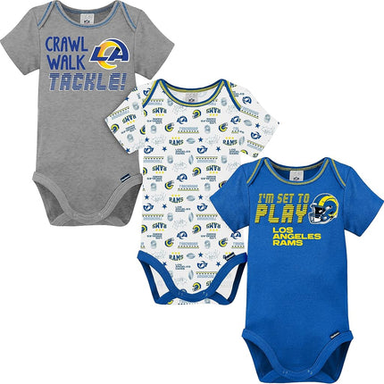 NFL Los Angeles Rams 3 Pack Short Sleeve Bodysuit,