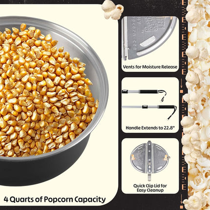 6252 Great Northern Popcorn Pit Popper Campfire Firepit Popcorn Popper - Theater Popcorn Outdoors!