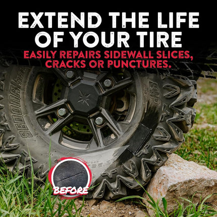 GlueTread External Patch Kit - for Tubeless Tires - No Need to Remove Tire - Kit Includes Enough Material to Patch 4 Tires - ATV Sidewall Repair Kit