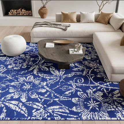 Nourison Whimsicle Floral Navy 6' x 9' Area Rug, Easy Cleaning, Non Shedding, Bed Room, Living Room, Dining Room, Kitchen (6x9)