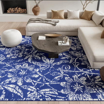 Nourison Whimsicle Floral Navy 6' x 9' Area Rug, Easy Cleaning, Non Shedding, Bed Room, Living Room, Dining Room, Kitchen (6x9)
