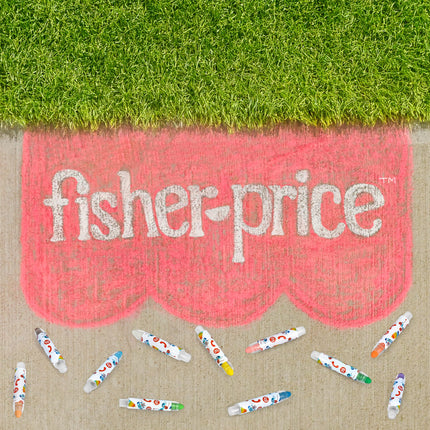 Juego de tizas sin polvo Fisher-Price® - 12 colores brillantes con soportes ajustables, estuche de almacenamiento portátil, útiles de arte lavables, seguros y no tóxicos, para dibujar en pizarras, aceras y papel