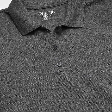 Robe polo piquée à manches courtes The Children's Place pour filles, Gris chiné, TP