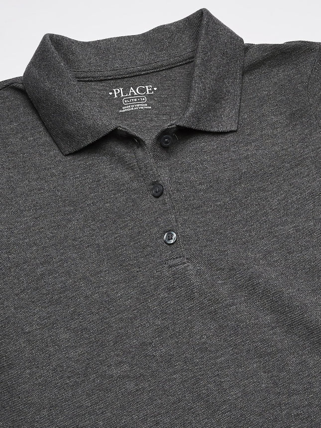 Robe polo piquée à manches courtes The Children's Place pour filles, Gris chiné, TP