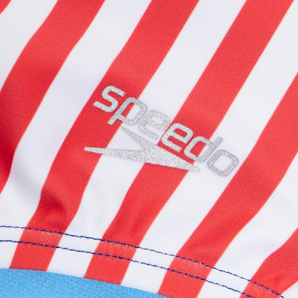 Speedo Girls' Standard Swimsuit One Piece Thin Straps, Mariner Stripe Cobalt