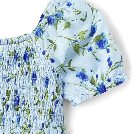 The Children's Place Vestidos de manga corta elegantes para ocasiones especiales para bebés y niñas pequeñas, floral azul torbellino, 3T
