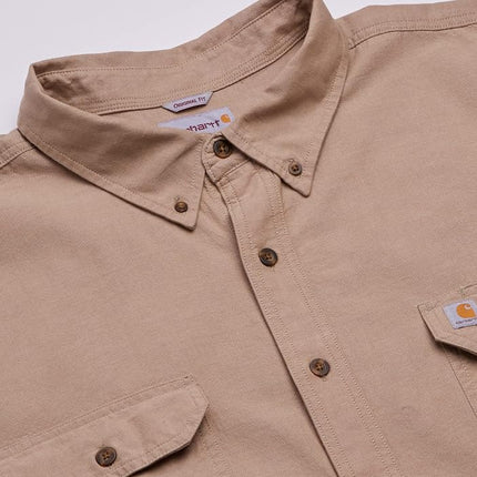 Carhartt Men's Original Fit Long Sleeve Work Utility Button Down Shirt, Black Chambray, XL Tall