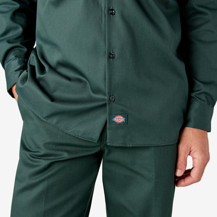 Camisa de trabajo de manga larga Dickies para hombre, verde cazador, 2XL Grande Alto