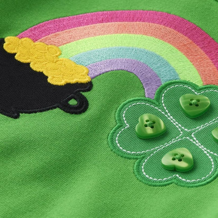 Gymboree Girls' and Toddler Embroidered Graphic Long Sleeve T-Shirts, St. Patrick's Day Shamrock, 10